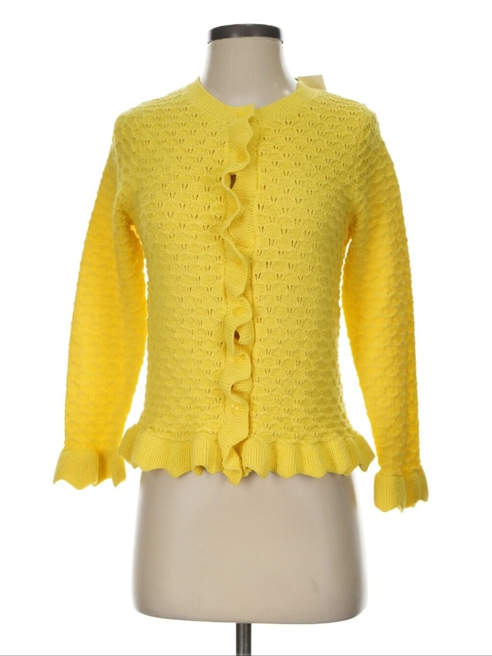 Zara Yellow Ruffle Hem Cardigan Size S
